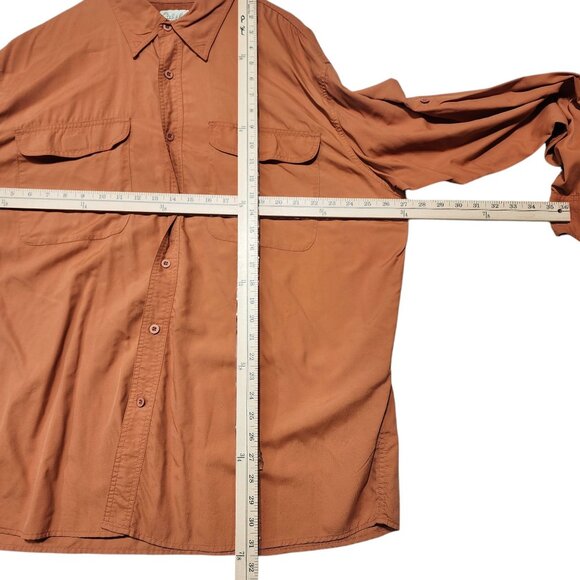 Cabelas Mens XL Button-Up Rust Orange Nylon Shirt UPF 30 Sun Outdoor Fishing - Picture 7 of 9